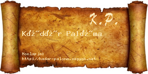 Kádár Palóma névjegykártya